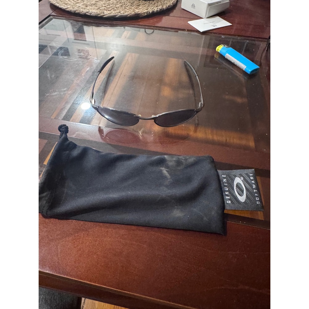 Oakley A Wire Sunglasses Gunmetal Grey Metal Frame Vintage Oval Shades Pouch